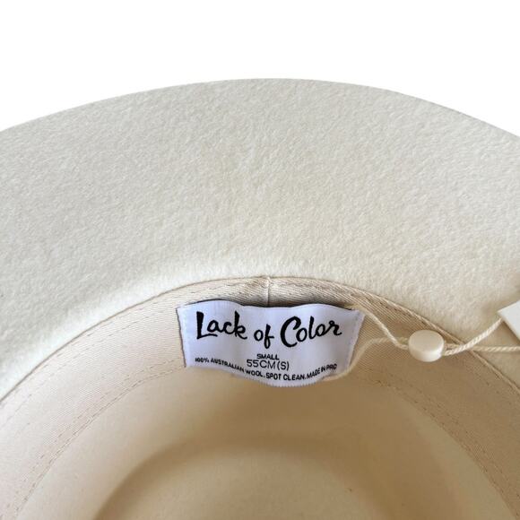 Lack of Color Beverly Ivory 100% Wool Wide Brimmed Fedora Hat Size Small NWT - Picture 6 of 7